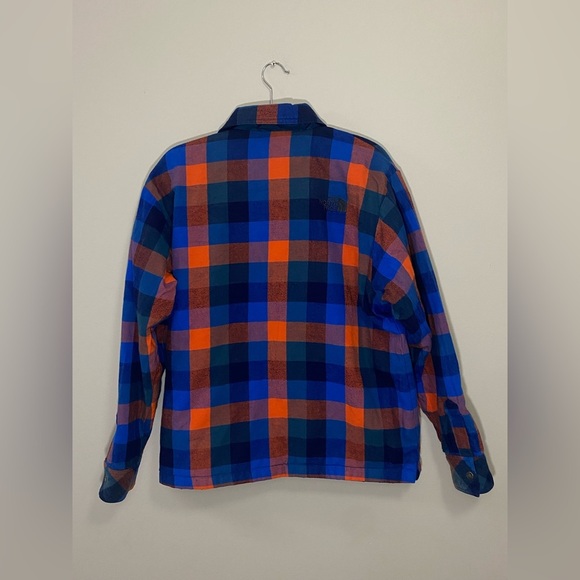 The North Face Reversible Plaid Jacket Size M Blue Shacket Quilted Flannel Coat - Picture 7 of 16